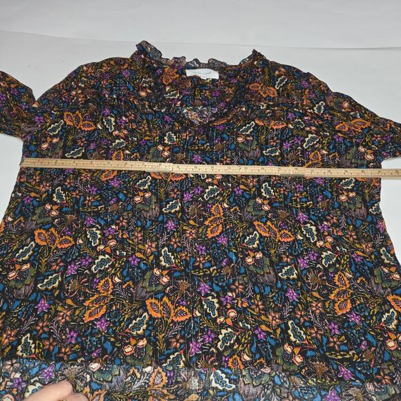 Dear John Womens Medium Top Flowy Colorful Dark Floral Leaves Nature Whimsygoth - Picture 8 of 10